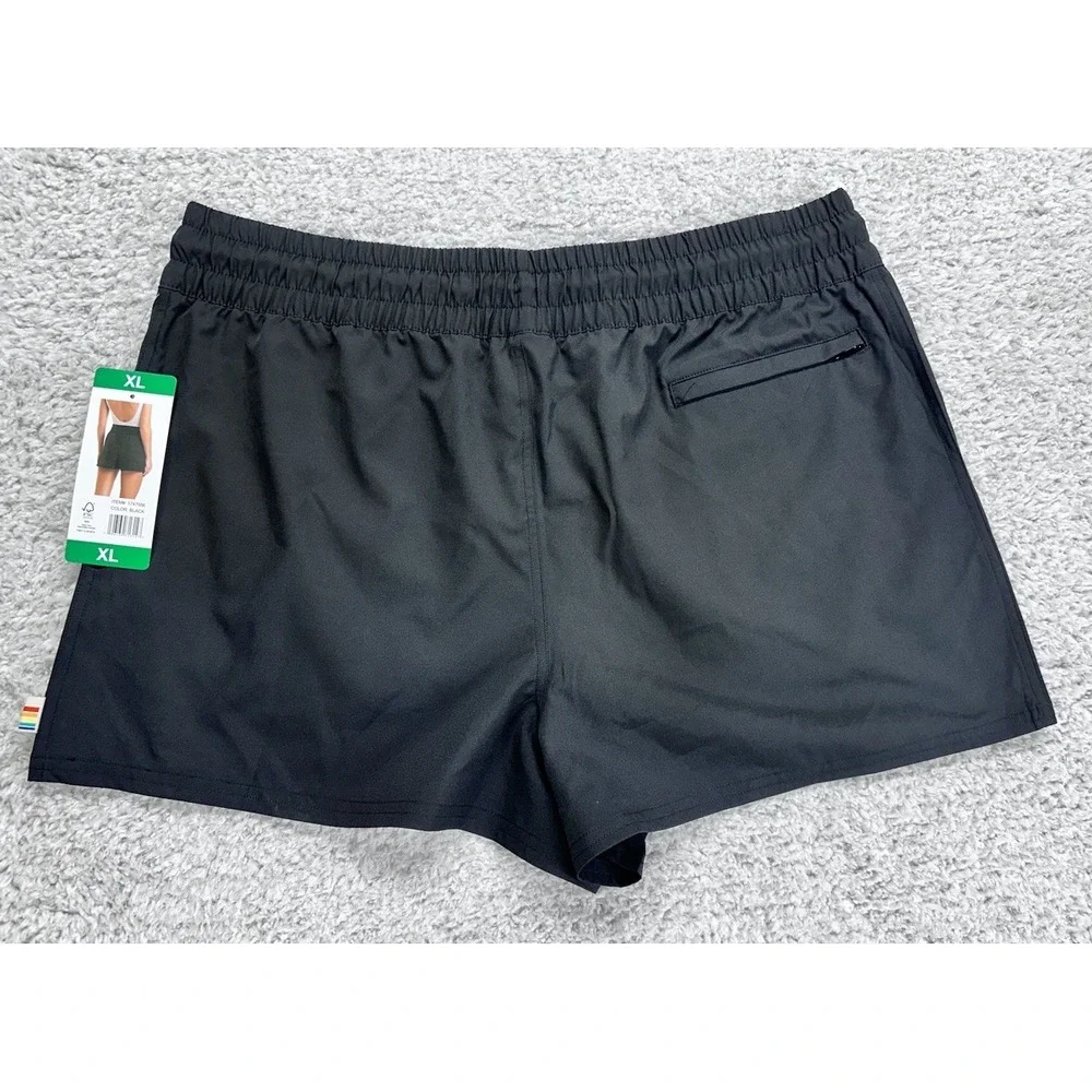 Ocean Pacific Women's Drawstring with 3 Zipper Pockets‎ Shorts, Black, New XL